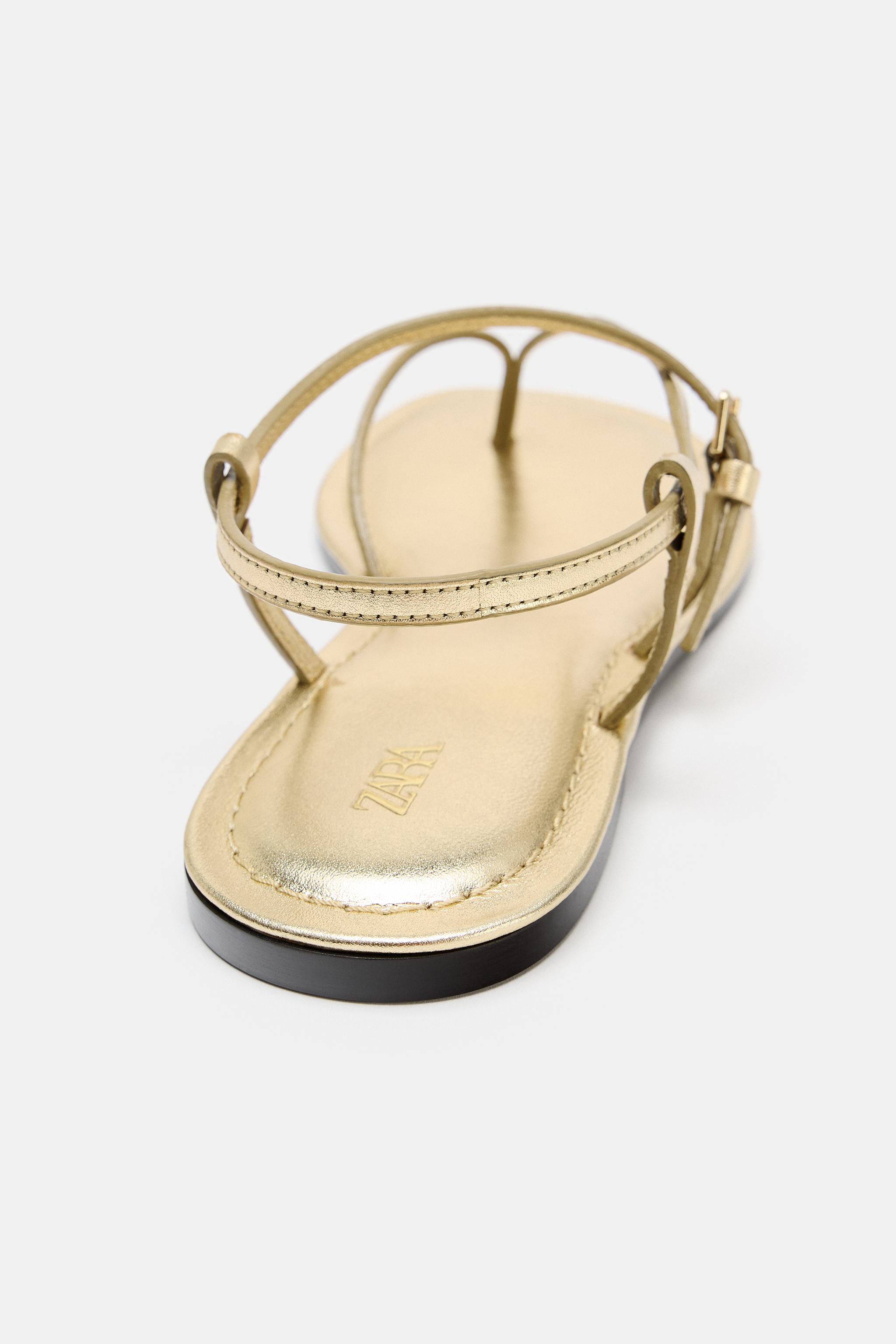 METALLIC EFFECT LEATHER SANDALS